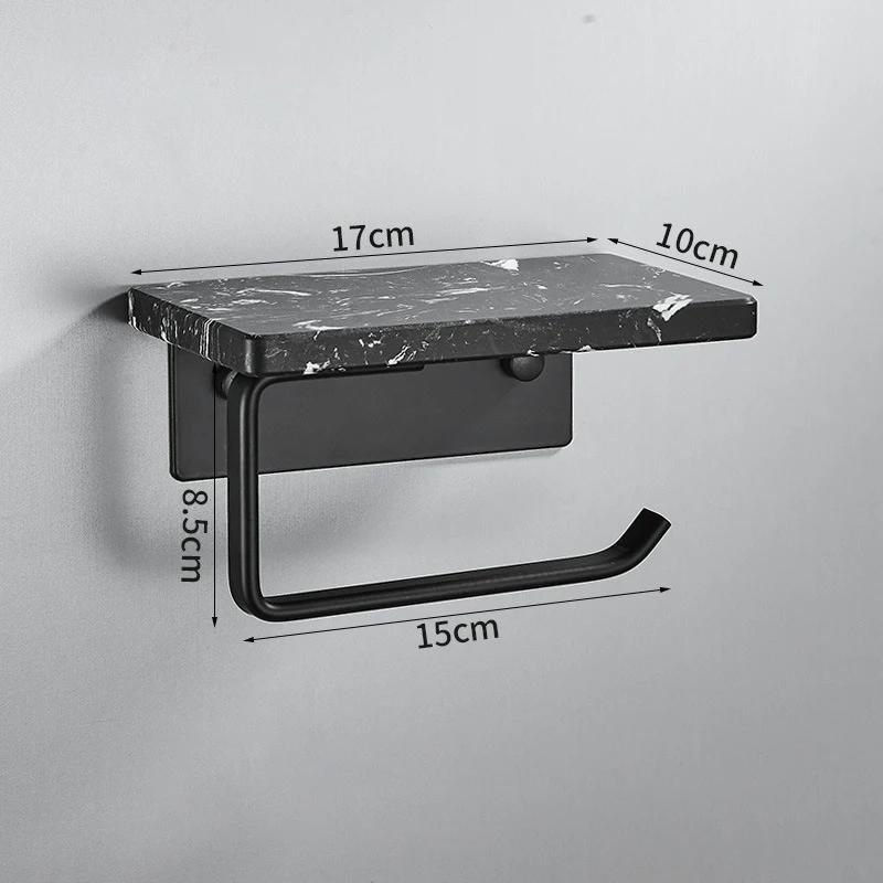 White/Black Marble Bathroom Paper Towel Holder Aluminum Wall-mounted Phone Rack Roll Tissue Shelf Bathroom Accessories