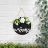 Welcome Sign, with Flower Decor Wear-Resistant Wreath, Front Door Welcome Wreath for Family Friends Co-Workers Garden Balcony
