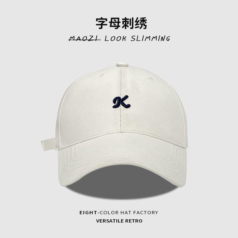 K letter soft top baseball cap children big head circumference wide brim four seasons versatile face small sunshade cap men