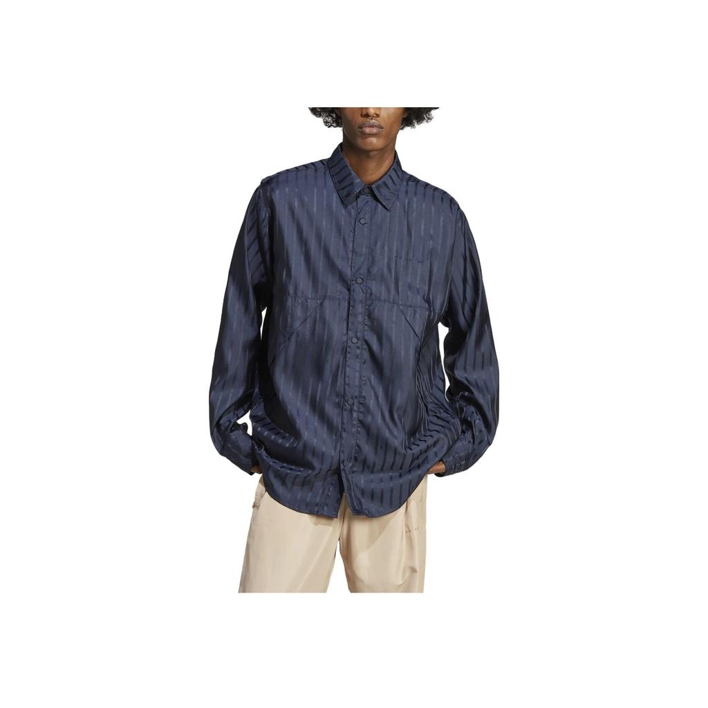 Adidas Originals Rifta City Boy Striped Pointed Collar Button Long Sleeve Shirt Men Shirts Ink-Blue IC8406