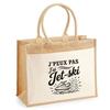 Jute Tote Bag with Pocket I Can't I Have Jet Ski I Can't Minimalist | Jute and Cotton Canvas 21 L Flat Bottom Handles 65 Cm
