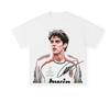 T-shirt Casual in Cotone a Maniche Corte con Grafica Ritratto di Kaká, Stella del Calcio AC Milan, Bianca