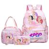 KPOP Dämonenjägerin Girlgroup Rucksack, Brotdose & Federmäppchen Set - Anime Schultasche & Bento Box Kombi