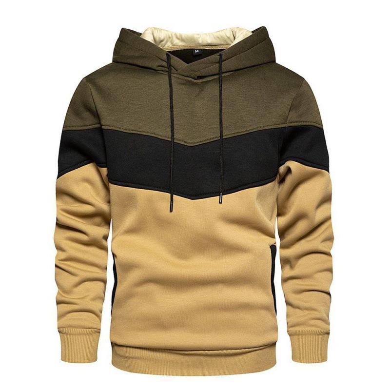 Men's European & American Style Color Block Sweatshirt - Spring/Autumn Casual Sports Top