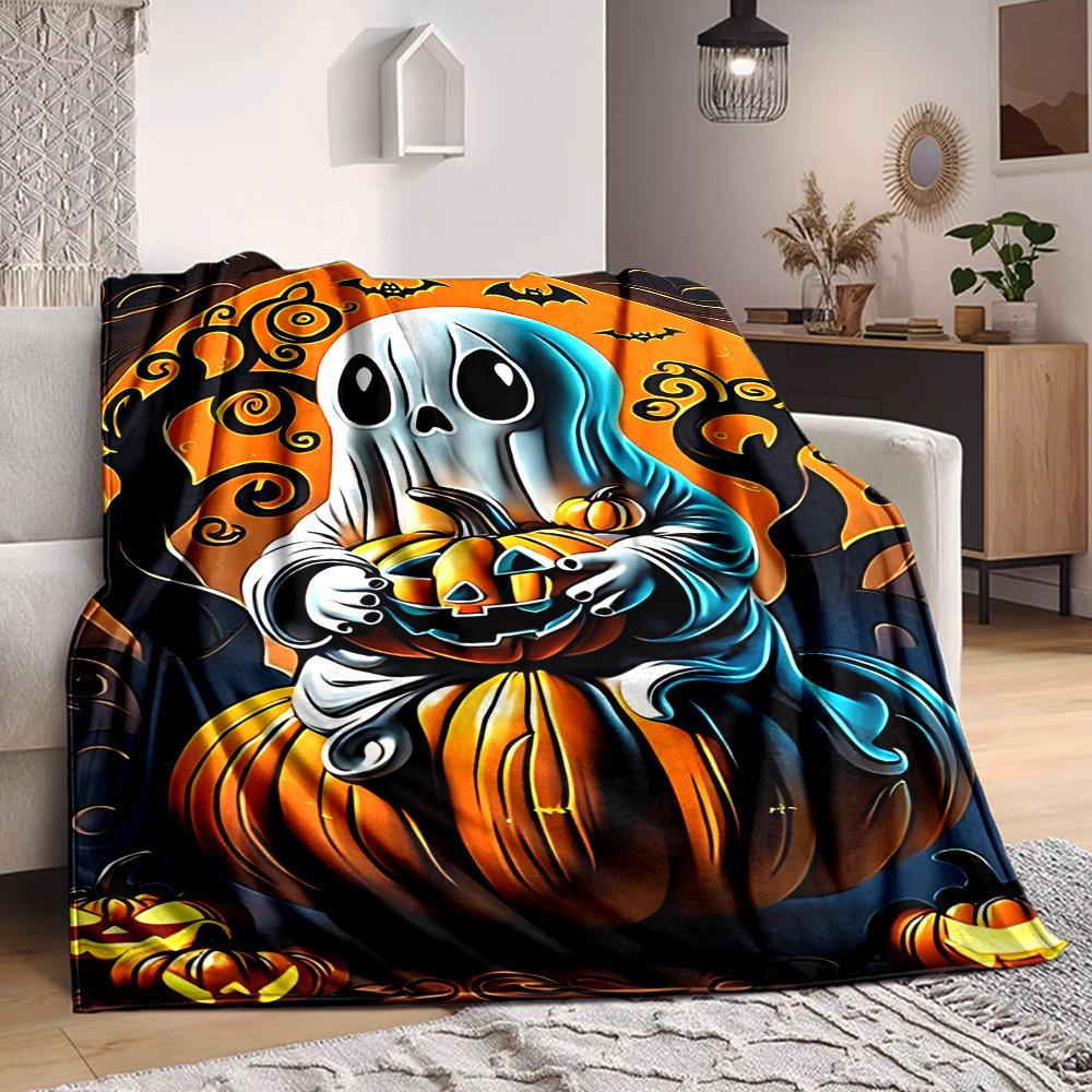 

1PC Halloween Ghost Blanket, Throw For Sofa, Bed, Travel, Camping, Livingroom, And Bed, Printing Blanket With Soft And Warm Fabric yy250918194 100x150cm