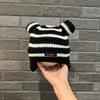 Baby hat autumn and winter striped ear hat cartoon children's warm fleece baby pullover knitted wool hat