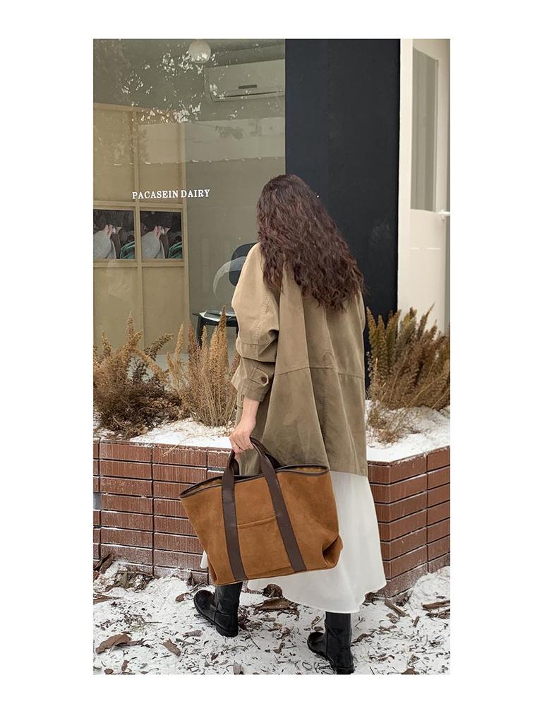 Dámska kabelka v retro štýle z kórejskej semišovej kože - Módna taška s veľkou kapacitou (2024) od Rourouchen