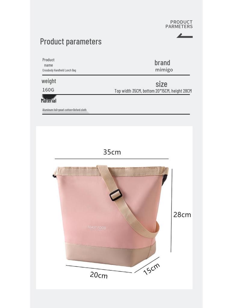 Insulated Crossbody Handbag Lunch Box with Shoulder Strap for Travel and Picnics