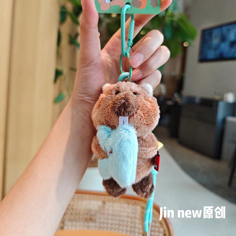 

Plush Marmota Groundhog Keychain Cuddle Design Gift Decoration Gift Children Biue