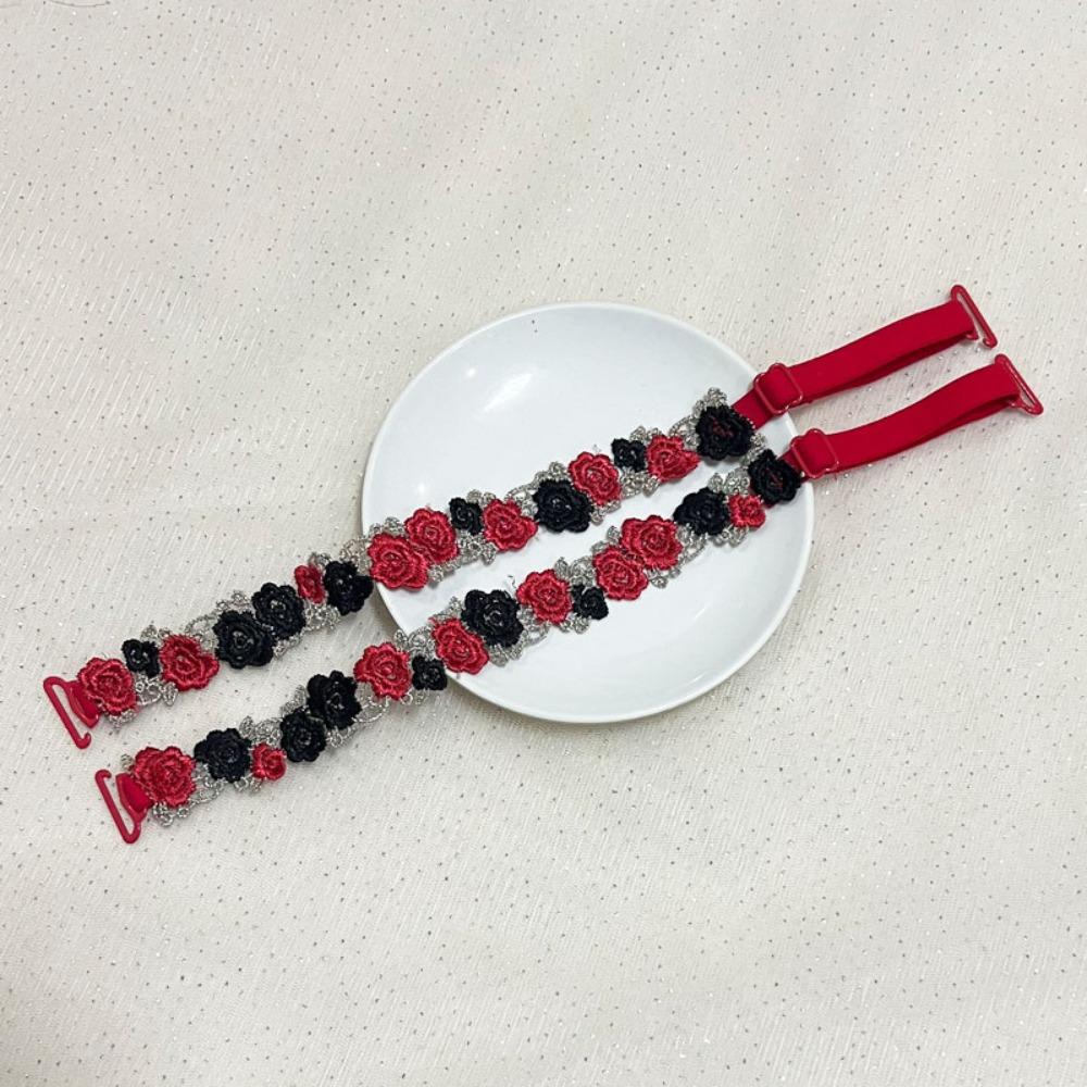 Adjustable Floral Bra Straps with Lace Trim Flower Lingerie Strap Fashion Underwear Strap Women