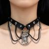 Dark Gothic Punk Metal Spider Pendant Leather Choker Necklace for Women Hip Hop Red Zircon Butterfly Clavicle Chain Jewelry