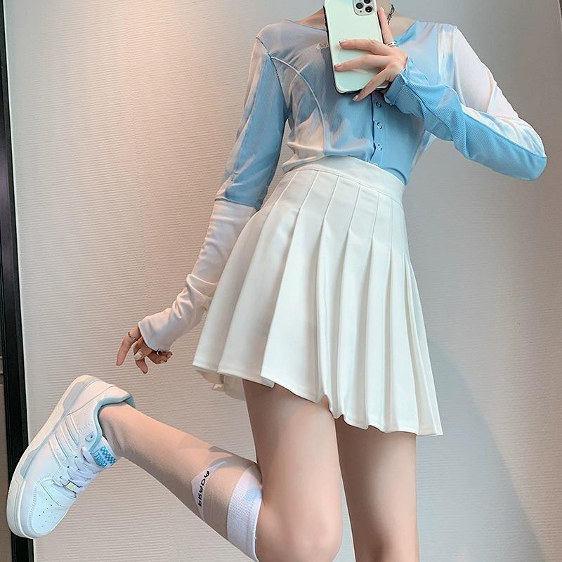Black Pleated Skirt for Women Spring Autumn Winter High-Waisted Slimming A-Line Student Petite College Casual All-match Versatile JK Skirt