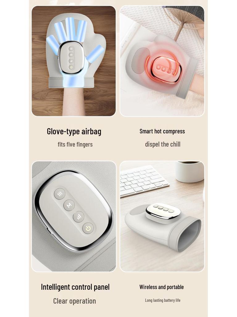 Intelligent Hand Massager with Hot Compress & Air Pressure for Fingers, Joints, and Wrist Therapy