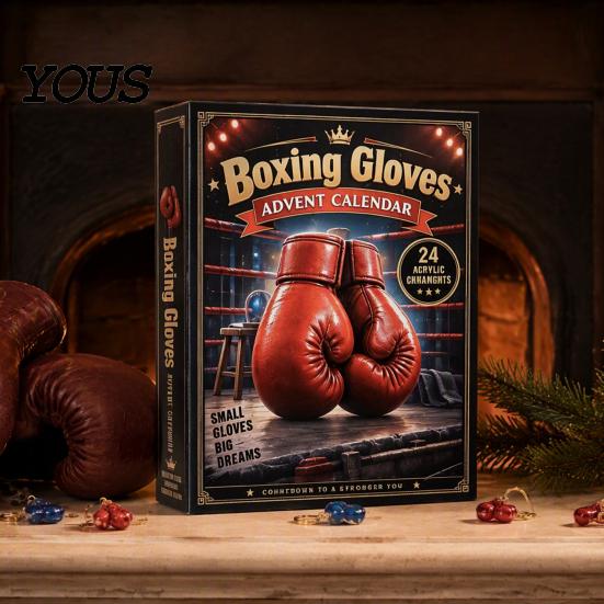 Christmas Countdown Gift Boxing Gloves Advent Calendar 2026, 24 Days with 2D Glove Ornaments Acrylic Ornaments, Boxing-Themed Holiday Gifts for Fans,