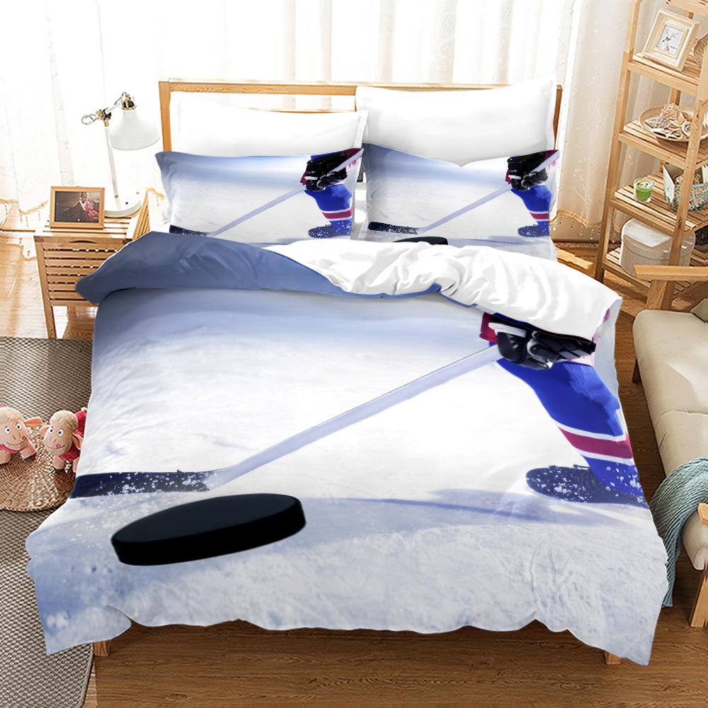 3D Sporty Lodowe Zestaw Pościeli King Queen Kołdra Poszewki 2/3szt. Męski Nastolatki Sportowiec Pokrowiec Prezent
