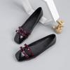 Square Toe Ballet Shoes for Women Dressy Flats Loafers With Bowknot Comfortable Walking Shoes Women's Soft Faux Leather Anti-Slip Ballerina Shoes