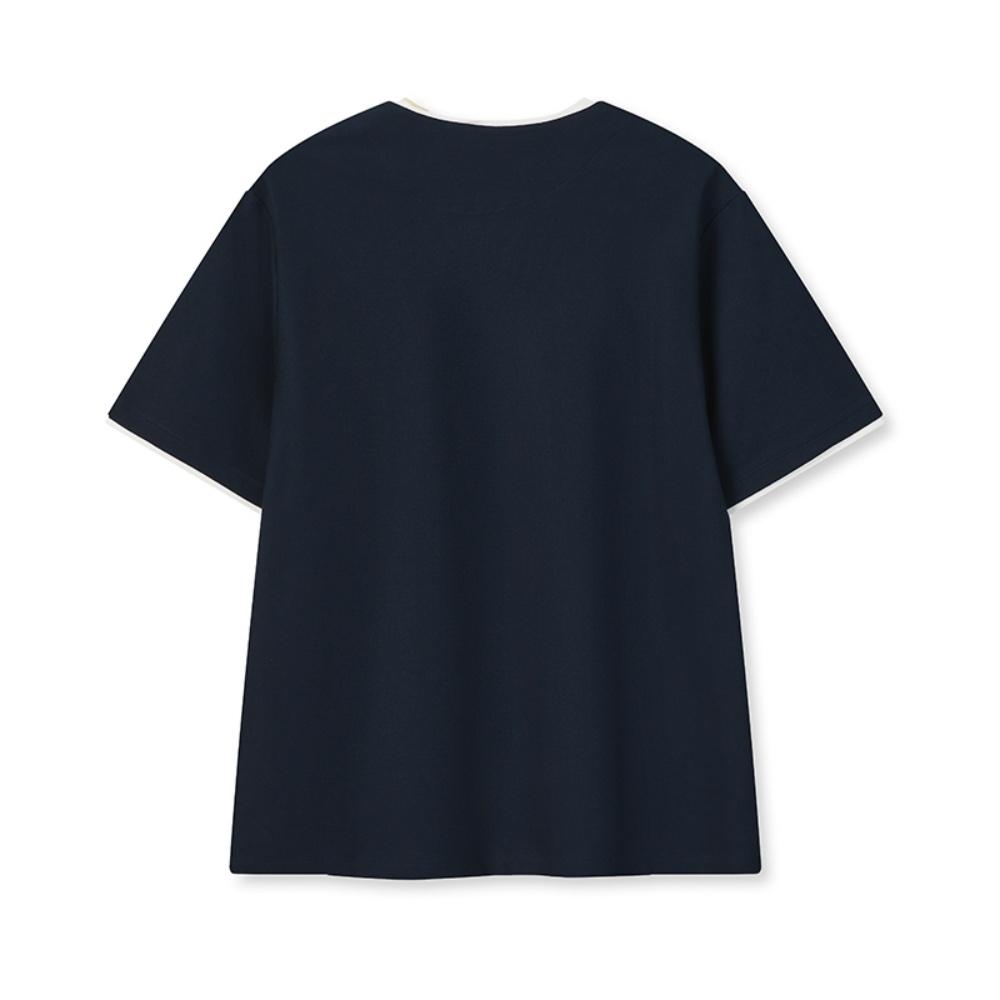 FILA Heritage Fashion Personality Classic Simple Retro Sports Casual Versatile Comfortable Fake Two-Piece Short Sleeve T-Shirt Men Tops F11M628118FDB