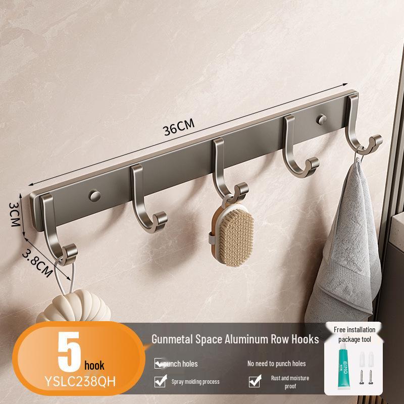 Punch-Free Space Aluminium-Klebehaken für Badezimmer, Küche und zum Aufhängen von Kleidern