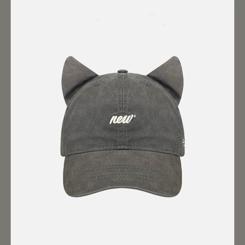 Sweet Cute Ears Baseball Cap Women's Fashion Casual Embroidery Bent Peaked Cap Sunscreen Sun Hat