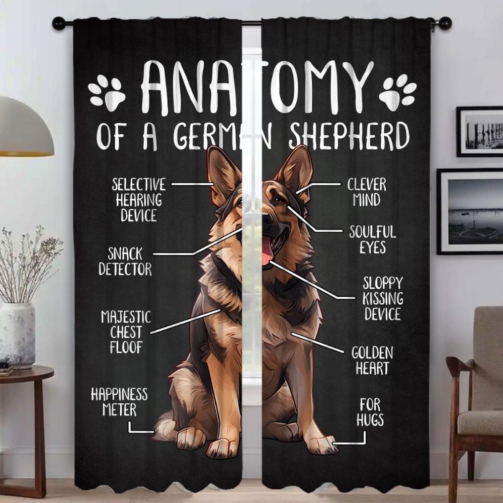 

Set Of 2 Dog Anatomy Curtains Living Room Partition Window Curtain Kitchen Shades Tulle Bedroom Mosquito Repellent For Made Polyester W100*H130(CM)-Hooks&2PCS