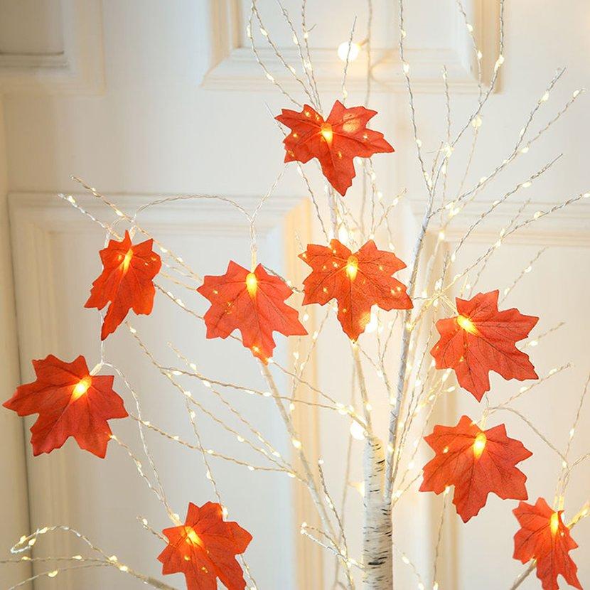 GGXX 2 Meters Artificial Maple Leaves Garland Led Fairy Lights For Christmas