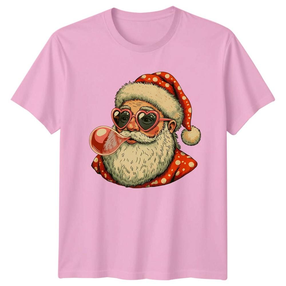 Santa Bubblegum Heart Sunglasses Christmas Holidays Unisexs Unisexs Graphic Tee