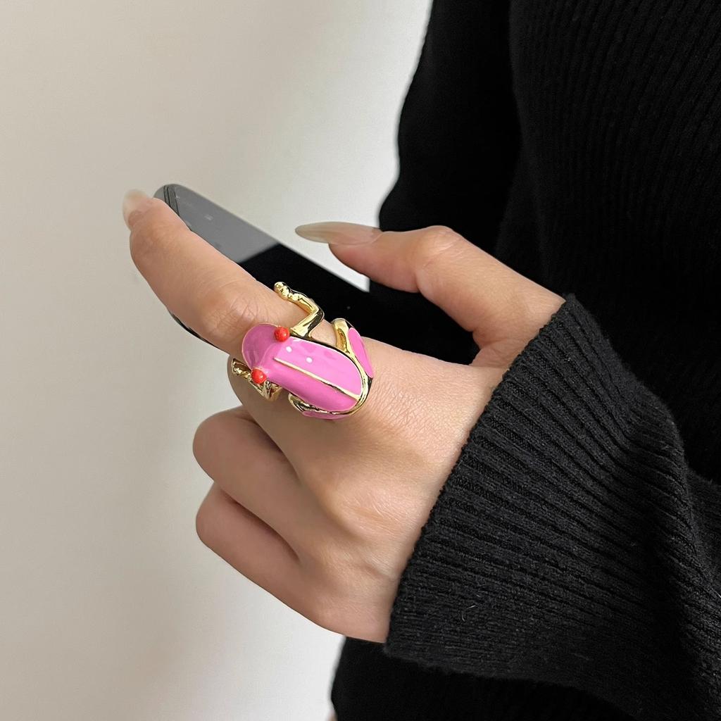Neuer Baumfrosch Emaille Tropföl Grün Lustiger Frosch Ring Blauer Frosch Ring Verstellbarer Öffnungsring für Damen Herren Party Geschenk Schmuck