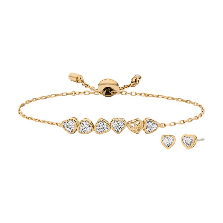 Michael Kors Heart Design Set Unisex Bracelet Brass Gold MKJ0311SETB F,Gold