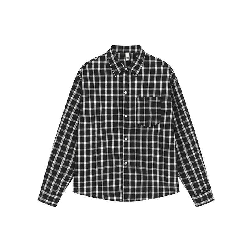 

Осенью это клетчатая рубашка с длинным рукавом, мужская повседневная рубашка свободного кроя с лацканами в гонконгском стиле. 5XL чёрный