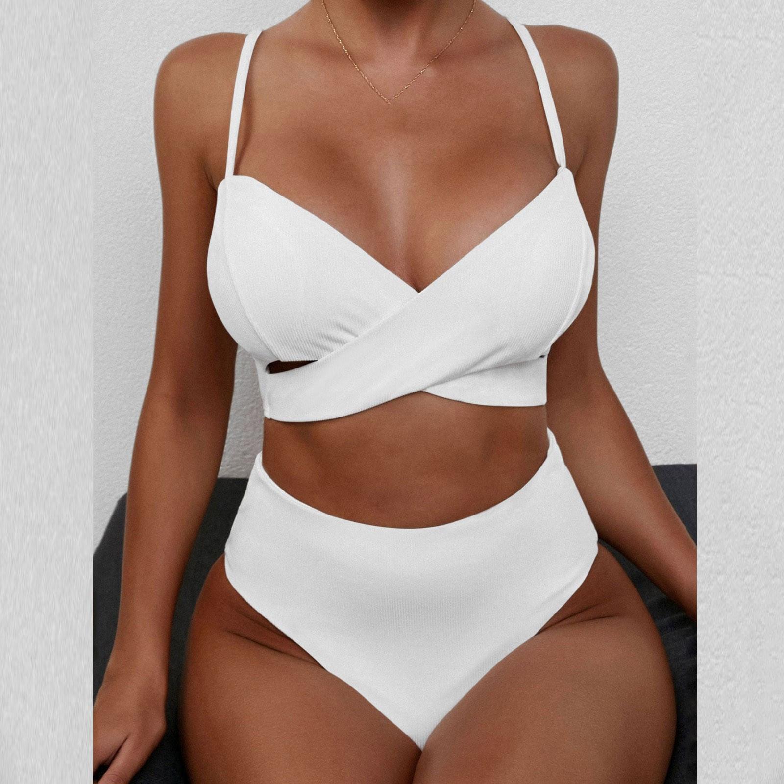 

Жіночий сексуальний однотонний купальник бікіні, купальний костюм з двох частин, одяг для плавання, пляжний одяг M