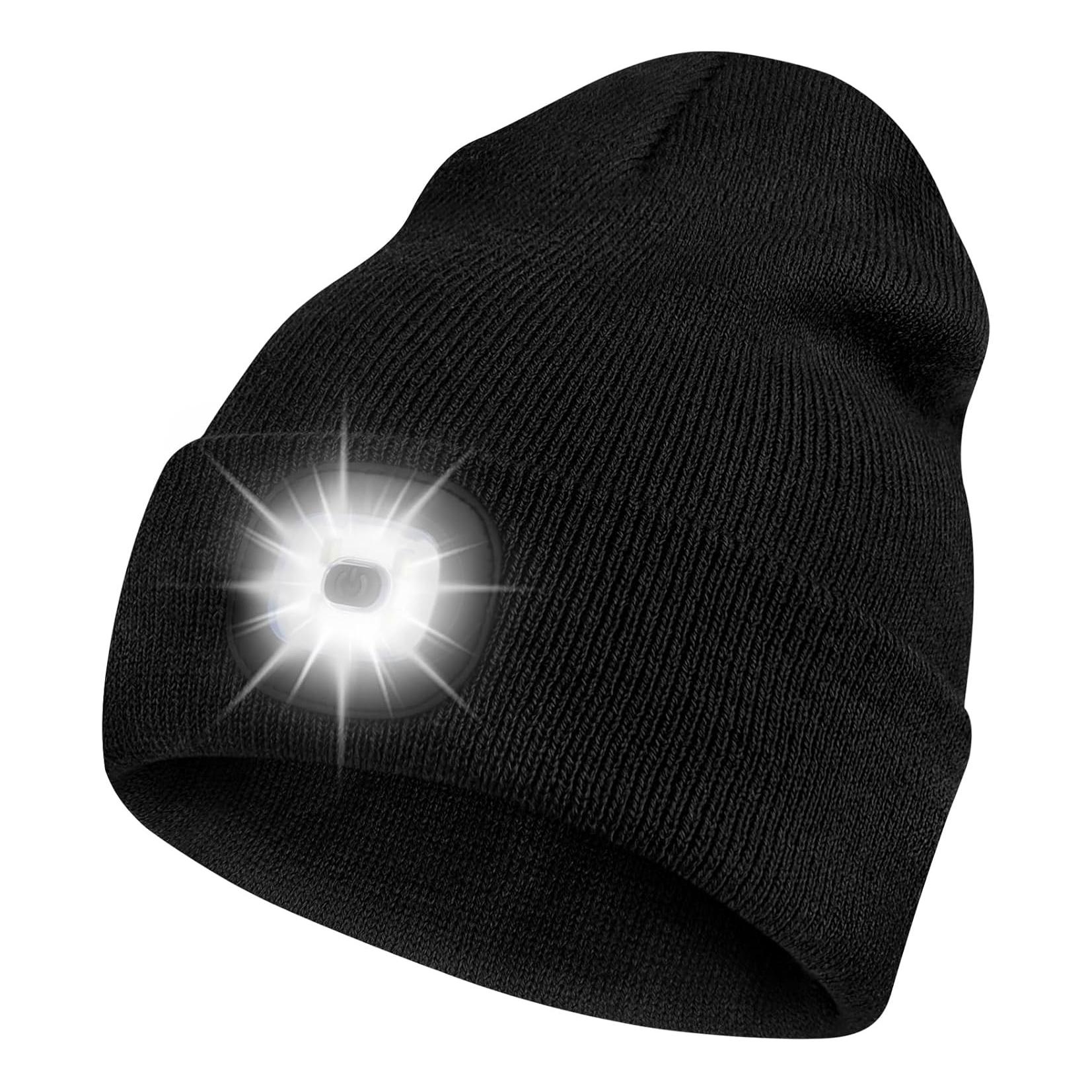 

1 Pc Led Beanie Hat Featuring Light Rechargeable Battery Headlamp Cap Unisex Winter Warm Knitted Hats Headlight Ideal For Running Hiking Camping One Size чёрный