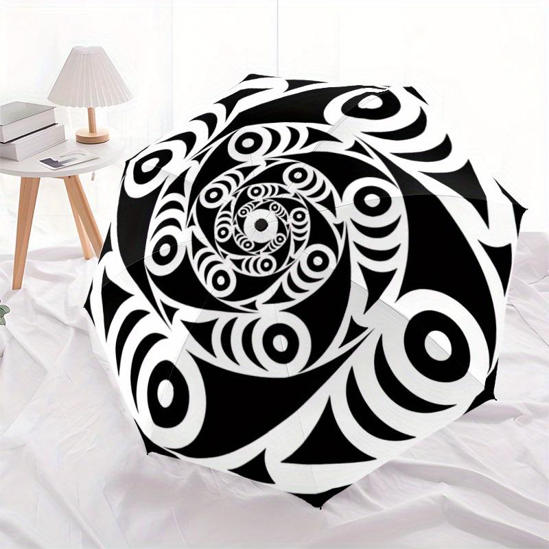 1pc Black and White Design Automatic Opening/closing Umbrella with Auto Open/Close, Perfect Gift for Friends, Durable Plastic Handle Yy250801141