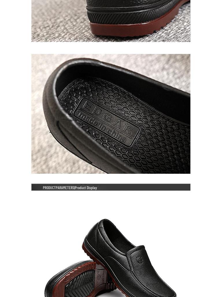 Men's Plastic Low-Top Kitchen Rain Boots: Waterproof, Oil-Proof, Non-Slip, Labor Protection Rubber Shoes for Construction Sites and Fishing.