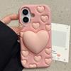 Pink 3D Love Heart Stand Holder Decompression Case For For Iphone 16 1 13 14 12 Pro Max Soft Silicone Phone Cover