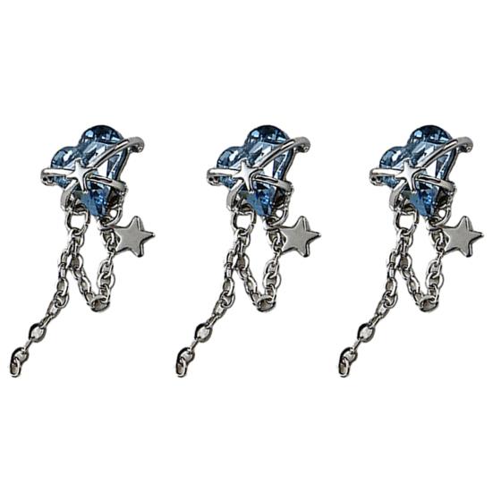 3Pcs Nail Tassel Chain Stunning Trendy Peach Heart Sturdy Rhinestone Accessories for Beautiful Nails