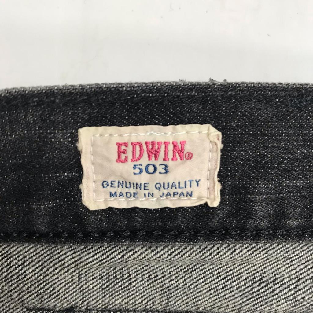 Hergestellt in Japan EDWIN 503 Schwarze Denimhose 32 Herren L Innenbeinlänge 78cm Grau/Schwarz(GEBRAUCHT)