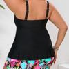 1011 new European and American solid color drawstring large size split swimsuit with pocket boxers swimsuit tankini