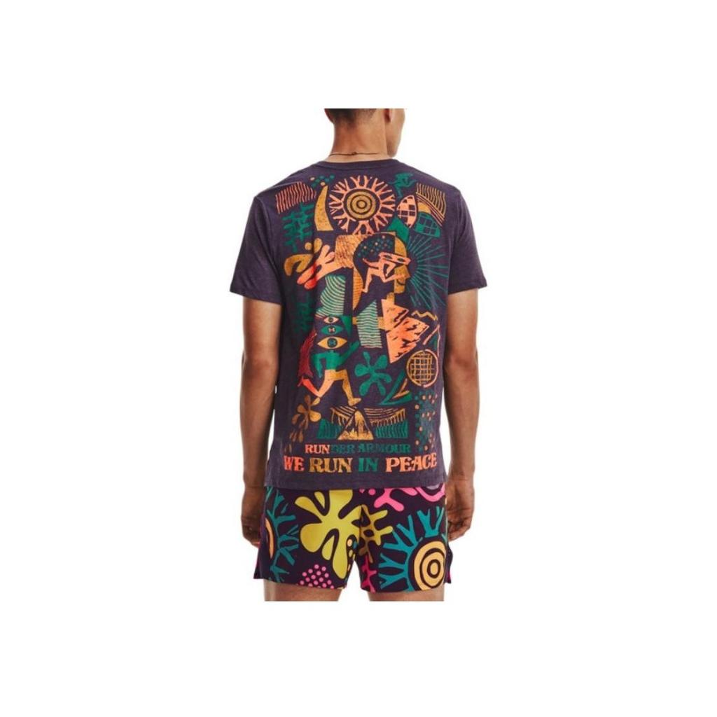 Under Armour American Vintage Graphic Crew Neck Running T-Shirt Men Tops Purple 1376986-541