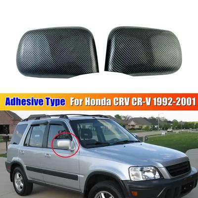 For Honda CRV CR-V 1992-2001 Car Sticker Rearview Side Mirror Cover Wing Cap Exterior Door Rear View Case Trim Carbon Fiber Look