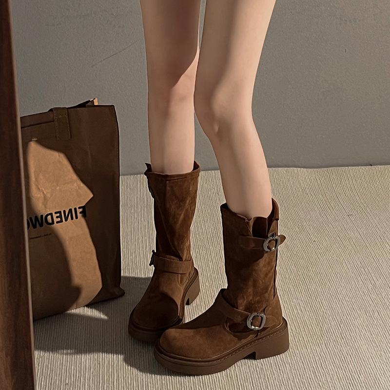 Thick-soled Heightening Western Cowboy Boots Women's Summer New Boots Retro Slim Pile Boots