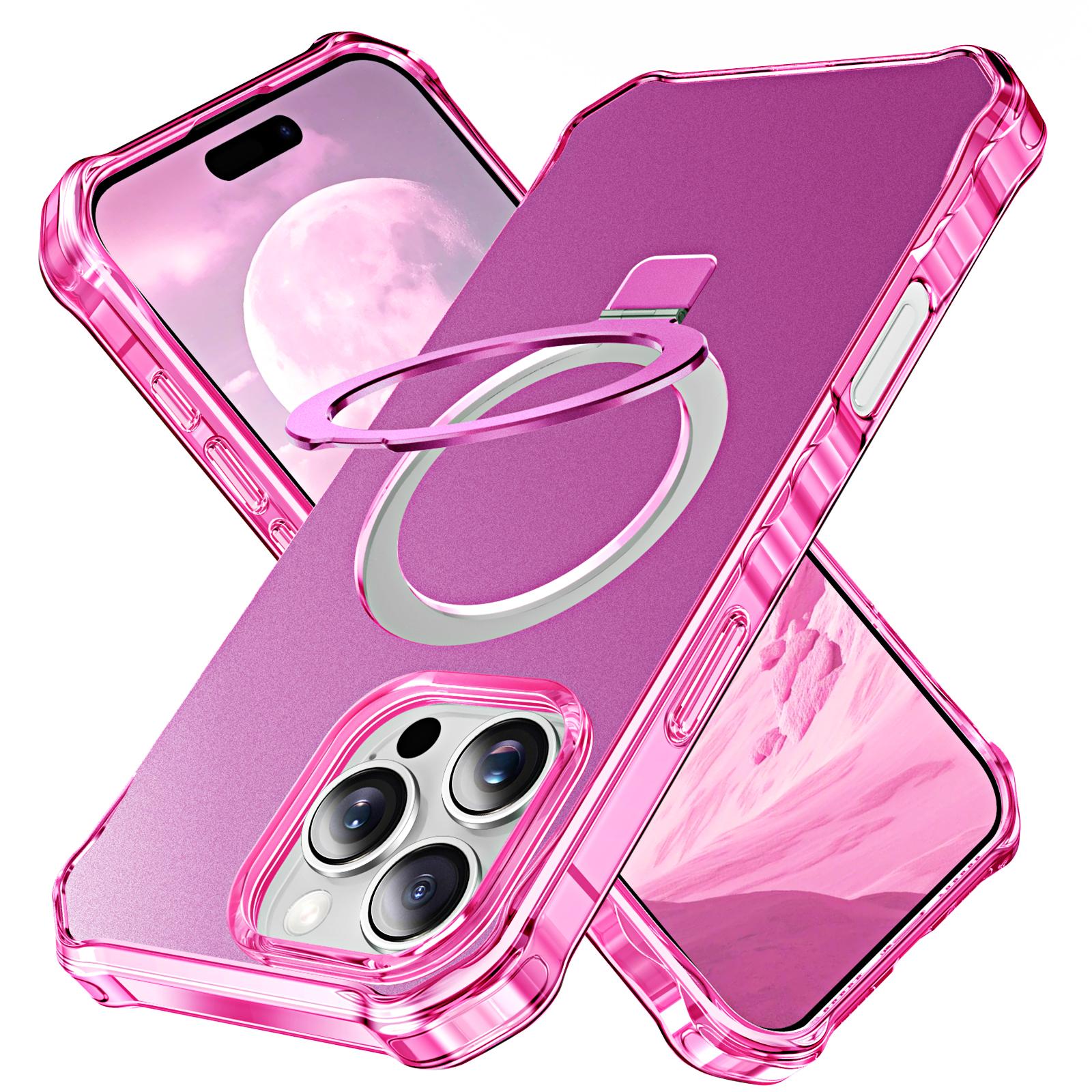 

For iPhone 16 Pro Case Small Wavy Edge Compatible with MagSafe Anti-Drop PC+TPU Phone Cover Rose