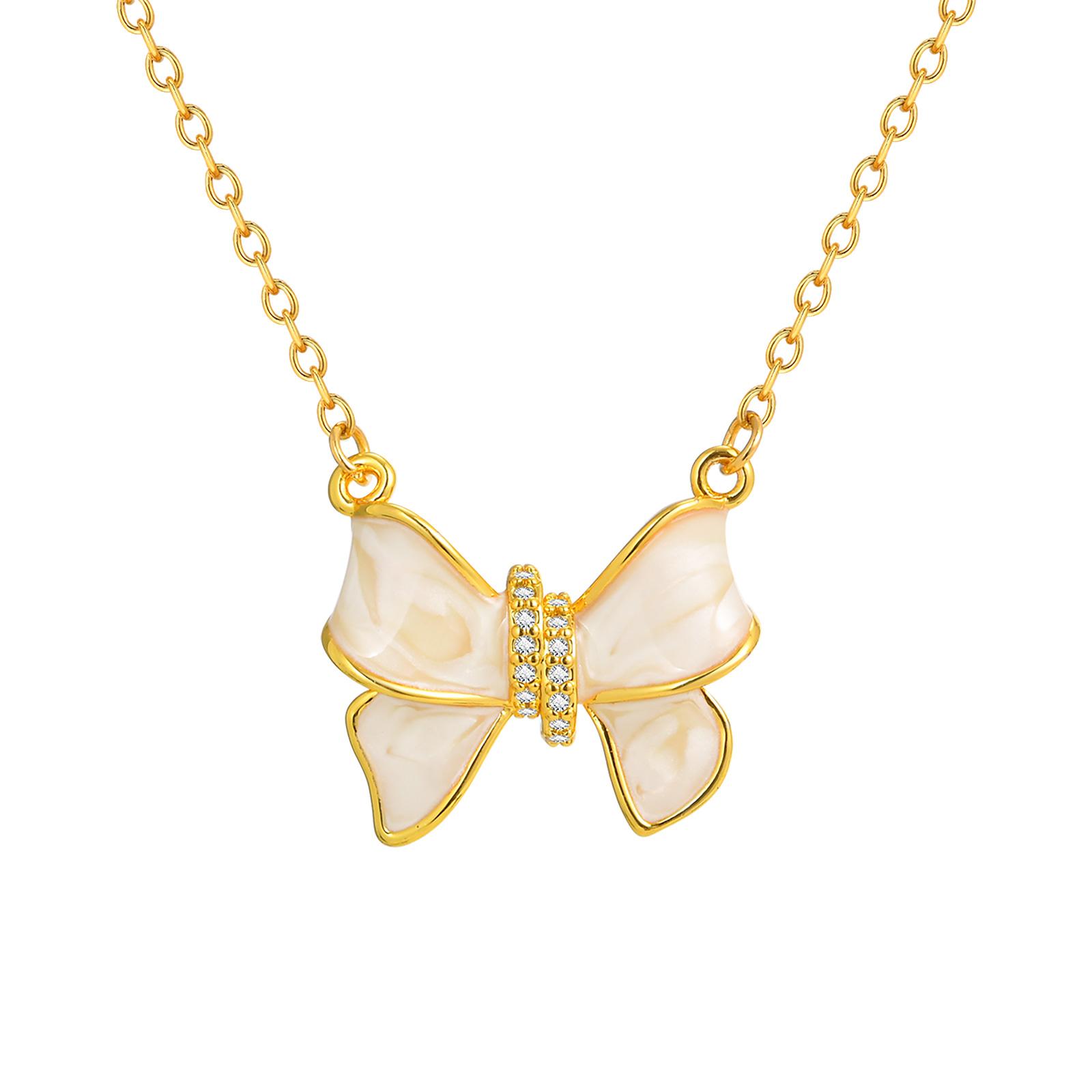 

Exquisite Mental Pendant Butterfly Zircon Necklace,Stainless Steel Flat Rolo Chain Necklaces,Elegant Jewelry Mother s Day Gift