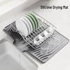 Silicone Kitchen Countertop Drying Mat with Heat Insulation and Water Drainage