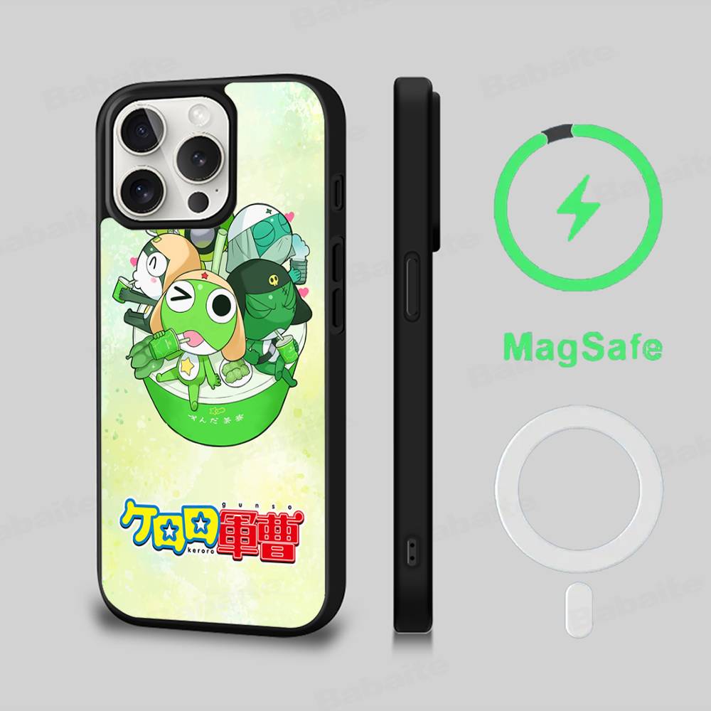 Cartoon Keroro Gunsou Frog Phone Case Magesafe Magnetic Wireless Charge Case For IPhone 16 11 12 13 14 15 Pro Max Plus Mini