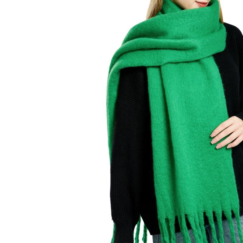 Vielseitiger Mohair-Einfarbschal Damen Winter Verdickung Schlichte Wärme Vergrößerter Schal