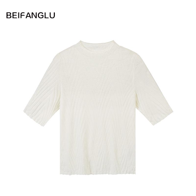 Northern Deer Elegant Jacquard Knit Short Sleeve: 73.2% Wool, 26.8% Silk, Early Spring Style