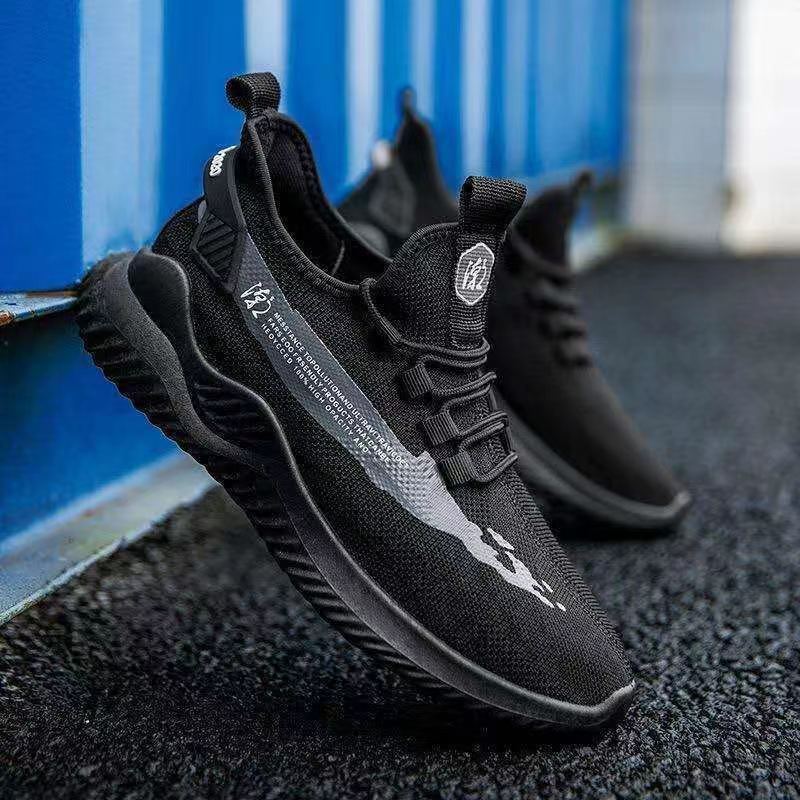 New Men's Shoes Spring and Autumn Breathable Casual Shoes Low-top Korean Version Trendy Versatile Sports Shoes Fashionable Flying Woven Running Shoes