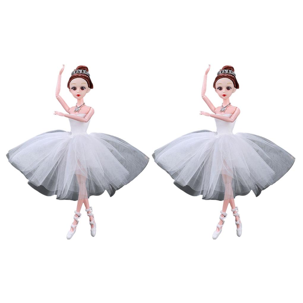 

2 Pieces Toddlers Ballet Doll Fashion Cute Dancing Girl Toy Vintage Gift Joints Movable Dolls with Clothes Shoes Toys Up Supply
