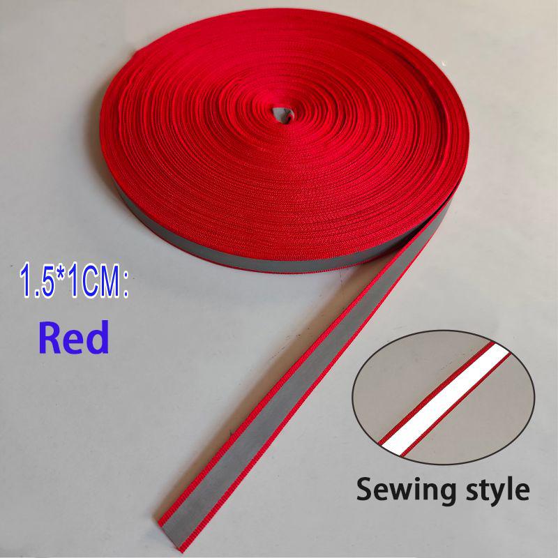 1.5CM Reflective Warning Tape Trafficsanitation Reflective Cloth Strip High Brightness Reflective DIY Tape Fluorescent Band 10Pcs красный