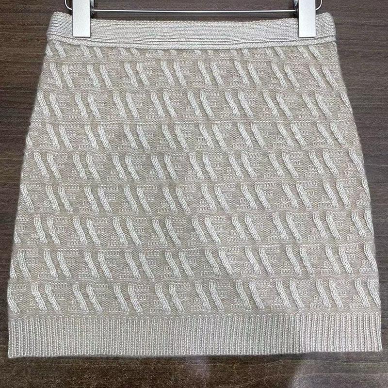 Silk-Cashmere Blend Jacquard Knit Top & Pencil Skirt Set for Women